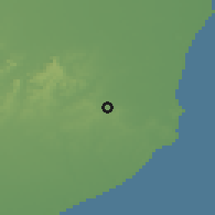 Shaded relief of the 54 km around Batán, drawn from the GMTED2010 grid