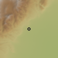 Shaded relief of the 57 km around Santa Lucía, drawn from the GMTED2010 grid