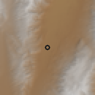 Shaded relief of the 57 km around Santa María, drawn from the GMTED2010 grid