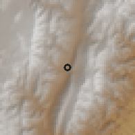 Shaded relief of the 58 km around Tilcara, drawn from the GMTED2010 grid