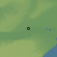 Shaded relief of the 52 km around Trelew, drawn from the GMTED2010 grid