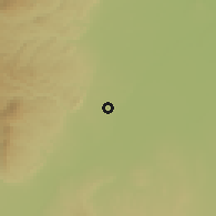 Shaded relief of the 58 km around Urundel, drawn from the GMTED2010 grid