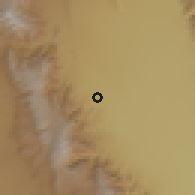 Shaded relief of the 56 km around Vichigasta, drawn from the GMTED2010 grid