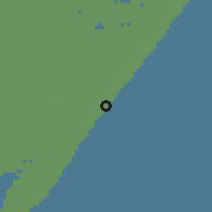 Shaded relief of the 54 km around Villa Gesell, drawn from the GMTED2010 grid