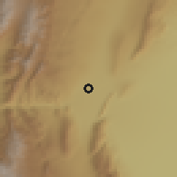 Shaded relief of the 56 km around Villa Ibáñez, drawn from the GMTED2010 grid