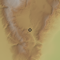 Shaded relief of the 56 km around Villa Sanagasta, drawn from the GMTED2010 grid
