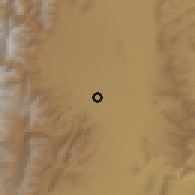 Shaded relief of the 58 km around Villa San Lorenzo, drawn from the GMTED2010 grid